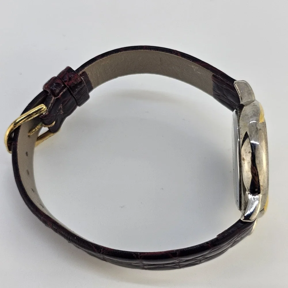 34MM‎ Women's Analog Watch White Dial Brown Leather Bands NEW Battery
